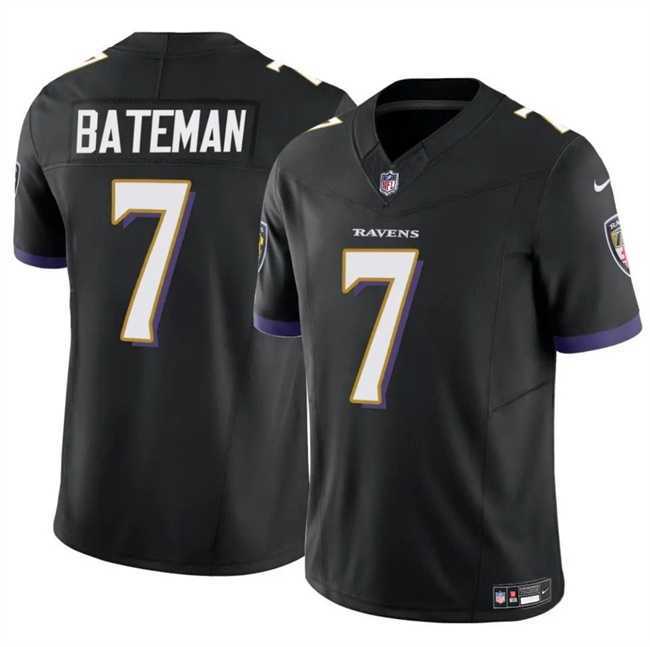 Men & Women & Youth Baltimore Ravens #7 Rashod Bateman Black 2023 F.U.S.E Vapor Limited Jersey